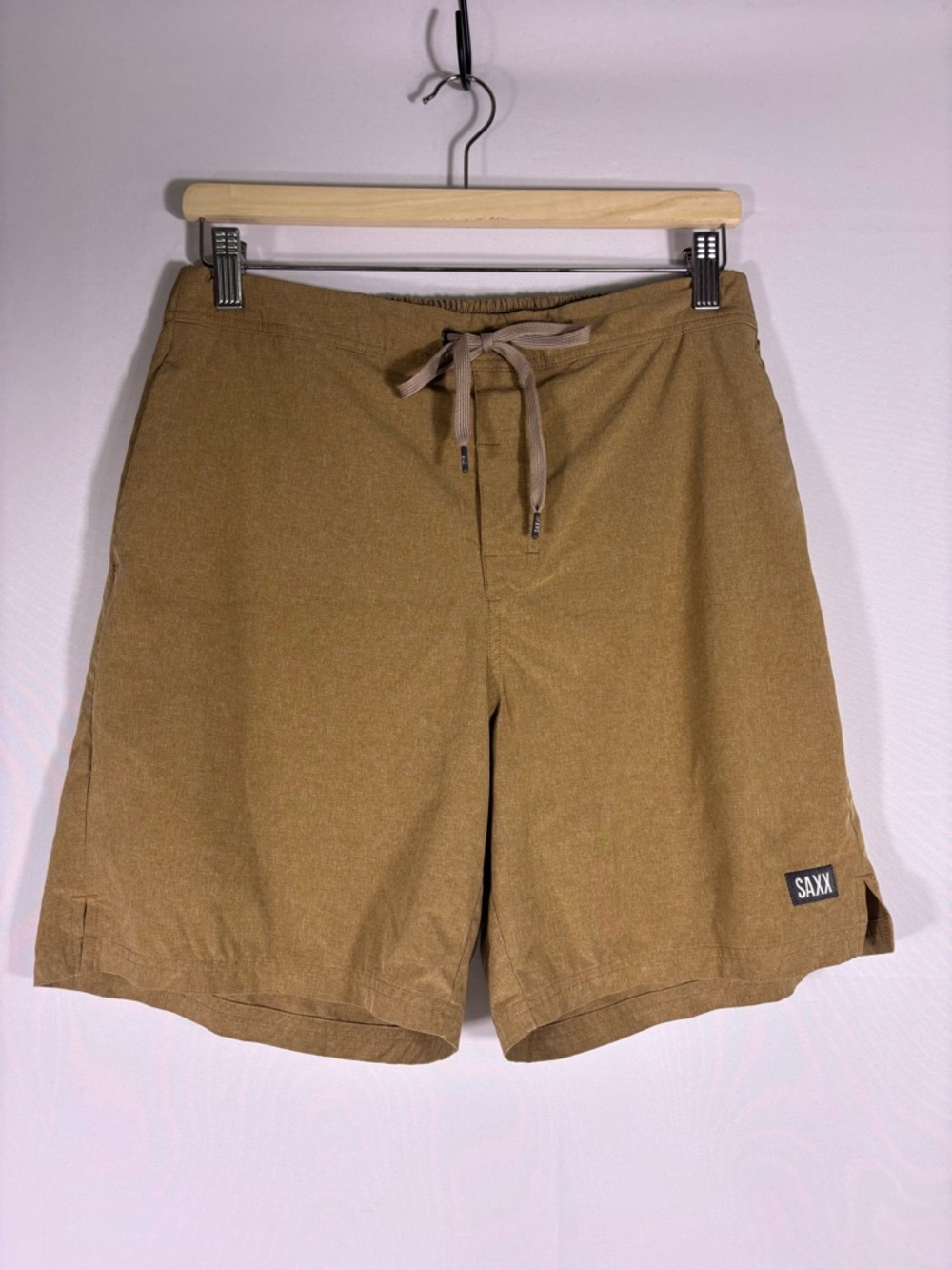 SAXX Sport 2 Life 2N1 Lined Shorts Mens Tan 7” Inseam BallPark Pouch Medium